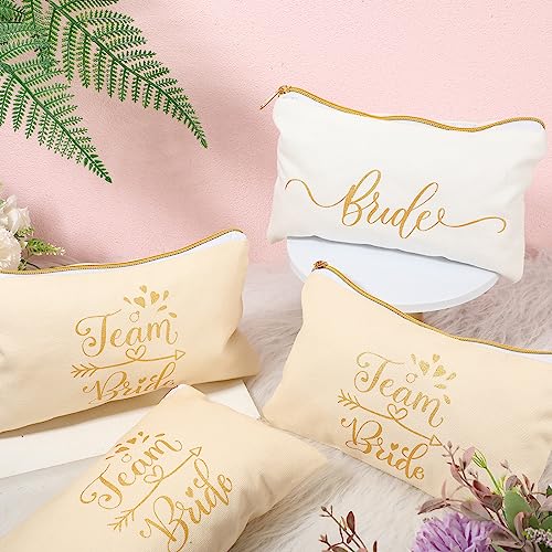 Sweetude 27 Pcs Bridesmaid Proposal Gift Bride Cosmetic Makeup Bags Bridal Hair Scrunchies Ties Heart Shape Sunglasses for Wedding Bachelorette Party Favor(Champagne, White)