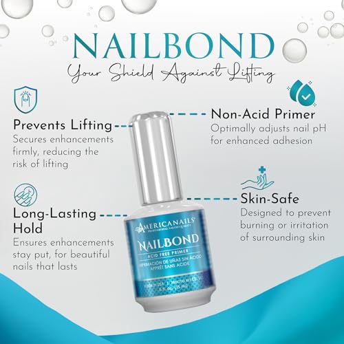 Americanails Nail Prep Duo, NailDry Dehydrator & NailBond Acid-Free Primer - Flawless, Long Wear, Long-Lasting Manicure, Gentle Adhesion, Skin-Friendly, Salon-Worthy, Effortless Application, 0.5oz