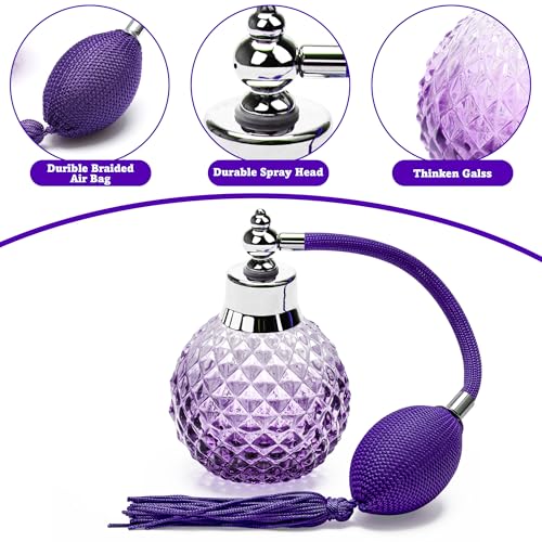 Coolrunner 100ml Refillable Vintage Style Crystal Perfume Atomizer - Purple