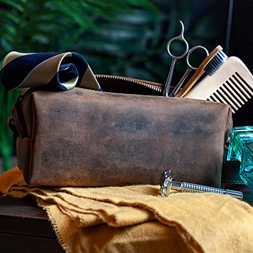 Londo Genuine Leather Travel Toiletry, Makeup, Shaving Organizer Bag - Dopp Kits - Unisex