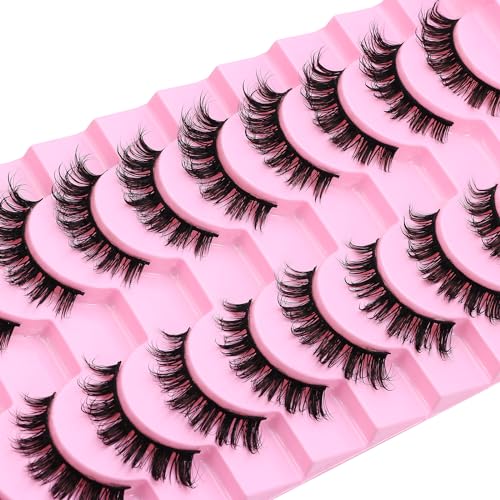 10 Pairs Wet Look Manga Lashes 18mm D Curl 3D Fluffy