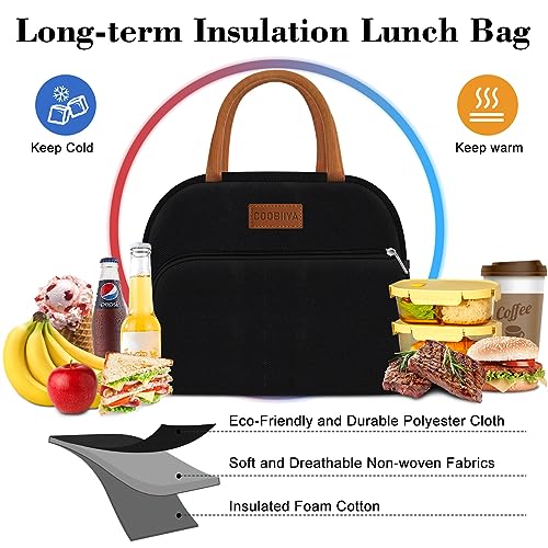 Coobiiya Lunch Bag Women, Lunch Box Lunch Bag for Women Adult Men, Small Leakproof Cute Lunch Tote Large Capacity Reusable Insulated Cooler Lunch Container for Work/Office/Picnic/Travel-Daffodil