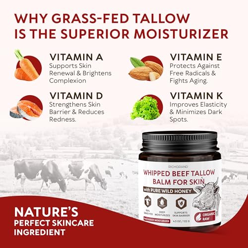 Grass Fed Beef Tallow Balm with Honey - Face & Body Moisturizer
