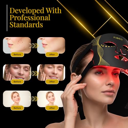 FIBEO LED Red & Near-Infrared Light Therapy Mask for Skin, 3 Modes, 324 LEDs