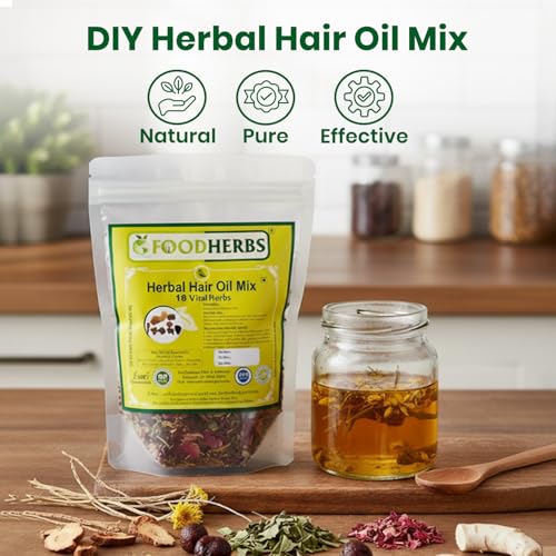 Foodherbs Herbal Hair Oil Mix | 18 Ayurvedic Herbs DIY Infusion