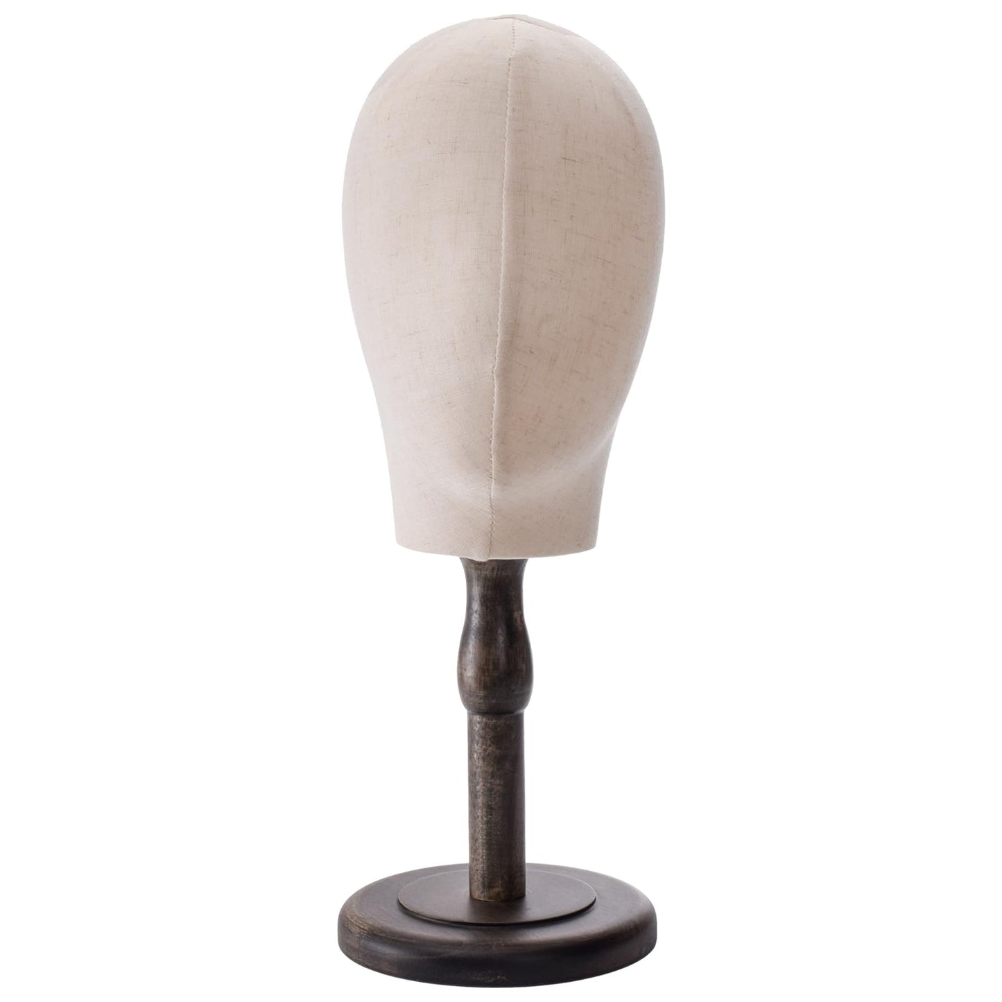 Peohud 21 Inch Mannequin Head, Canvas Wig Stand with Head, Linen Dome Model Head with Detachable Wood Stand for Hats, Caps, Headdress, Wig Making, Headband Display