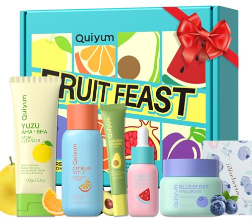 QUIYUM 5-Piece Fruit Skincare Set for Teens & Beginners