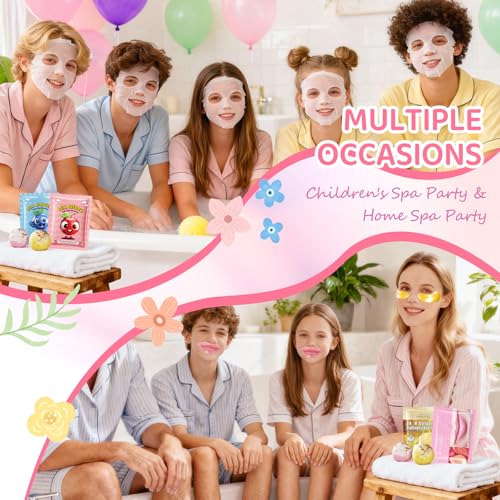108 PCS Spa Party Supplies for Girls & Women, Spa Party Favors Include Face Masks Skincare, Hand Cream, Lip Balm, Under Eye Patches, Lip Mask and Foot Bath Bombs, Spa Birthday Sleepover Party Supplies