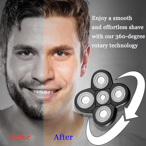 5 Blades Replacement for Freebird Shaver Razor Head, Bald Men Freedom Grooming Refills, with Cleaning Brush 3 PCS