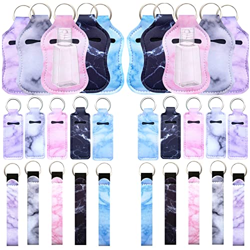 PUEZOKLY 40-Pack Travel Essentials Kit ? Empty Bottles, Lipstick Holders & Keychain Lanyards for Women & Travelers