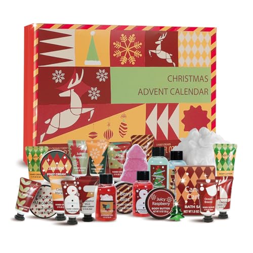 Advent Beauty Calendar 2025 Womens-24 Days of Skincare Advent Calendar for Teen Girls Christmas Gifts for Women, Xmas Countdown Calendar 24pcs Hand Cream Gifts Bath Sets with Body Scrub, Bath Bomb