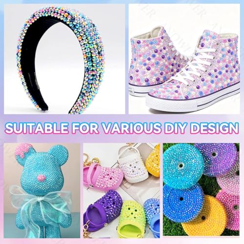 16000 Mixed Flatback Rhinestones Kit Pink Blue Purple 2-6mm