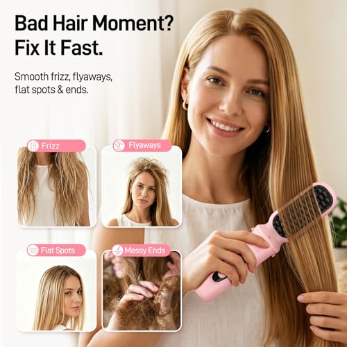 GLS 3-in-1 Cordless Hair Straightener Brush with USB Rechargeable Battery