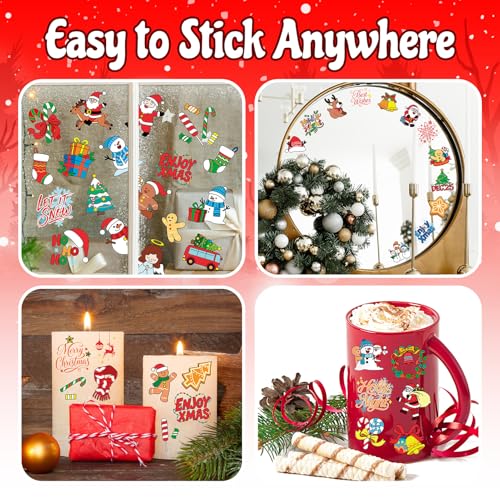 PARTYWIND 204 PCS Christmas Tattoos for Kids, Christmas Stocking Stuffers for Kids, Xmas Stickers Decorations Party Favors for Girls Boys, Christmas Goodie Bags for Classroom Prizes