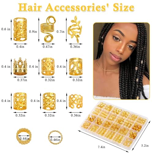 Lucomb 220 Pcs Gold Hair Jewelry for Braids & Dreadlocks