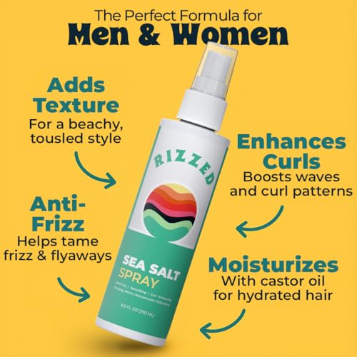 Rizzed Sea Salt Spray for Hair - 8.5oz Texturizing Spray with Castor Oil