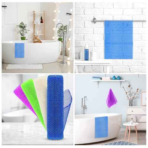 4 Pieces African Bath Sponge African Net Long Net Bath Sponge Transform Your Shower Routine with African Bath Sponges for Exfoliated, Silky Smooth Skin(Blue, Green, Purple, White)