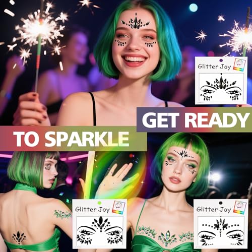 Mermaid Face Gems 3-Pack - Rhinestone Eye Jewels Stickers