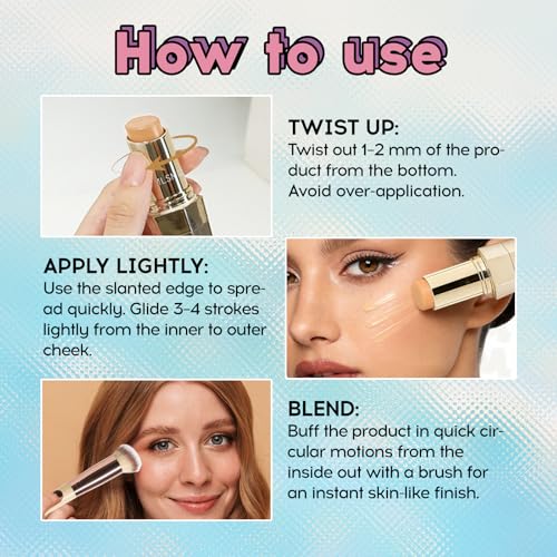 Foundation Stick with Brush, 6 Color Matching Stick Foundation Makeup for Dark Deep Skin Tones, Medium to Full Coverage Foundation Stick, Portable Cream Stick Foundation Makeup for Mature Skin