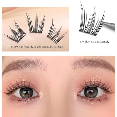 Synthetic Mink False Eyelashes, 3 Pairs, Strip Adhesive, Black (Green)