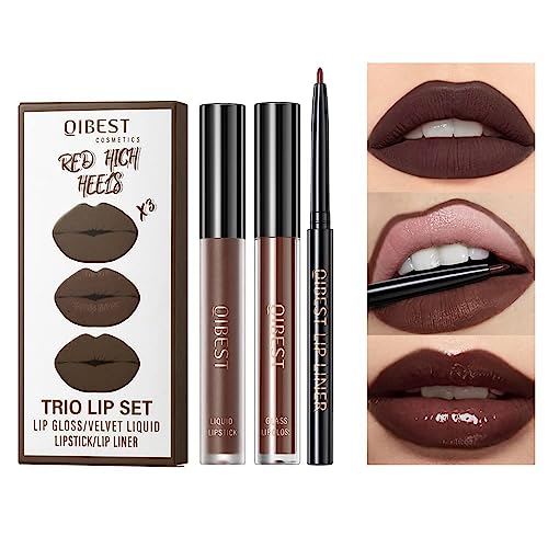 3-In-1 Lip Kit: Lipliner, Liquid Lipstick & Gloss Set