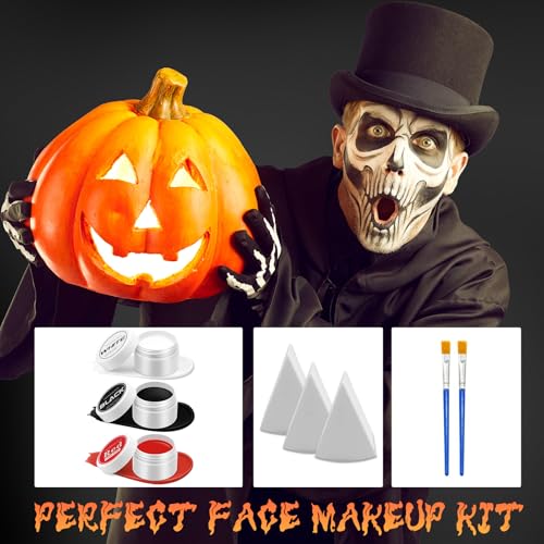Red Black White Face Paint Set | Halloween Clown Makeup Kit