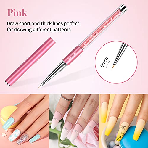 Beetles Gel Nail Polish with 5pcs Nail Art Liner Brushes Set, 20 Colors Fantasyland Collection Pastel Bright Pink Purple Navy Blue Green Glitter Led Soak Off Trendy Spring Summer Manicure Kit