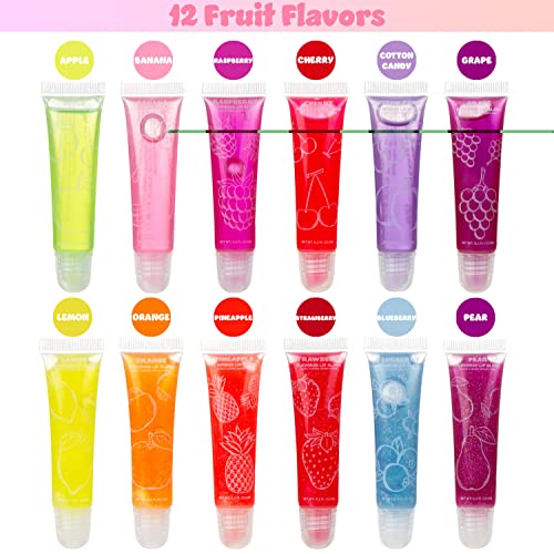 12-Piece Fruit Flavored Lip Gloss Set for Kids