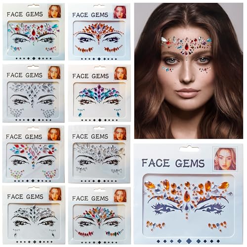 Christmas Temporary Tattoos for Kids with Face Gems & Glitter