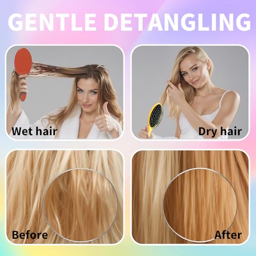 Dismok 8-Pack Wet & Dry Detangling Hair Brushes with Soft Bristles & Anti-Slip Handle