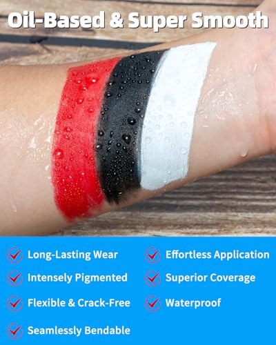 Oil Based Face Paint Kit - 3 Colors with 6 Brushes
