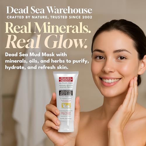 Dead Sea Warehouse ? Amazing Minerals Mud Mask ? 4 OZ ? Dead Sea Mud Cleansing Mask ? Mineral Rich ? Helps Exfoliate, Purify, & Nourish Skin