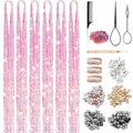 Dream Pink Hair Tinsel Kit, 1800 Strands with Tools
