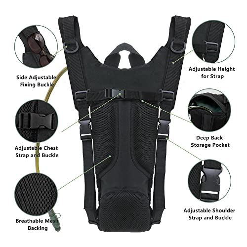 Zavothy Lightweight Hydration Backpack with 2L Water Bladder Water Backpack Hydration Pack for Cycling Running Biking Hiking Backpack Black