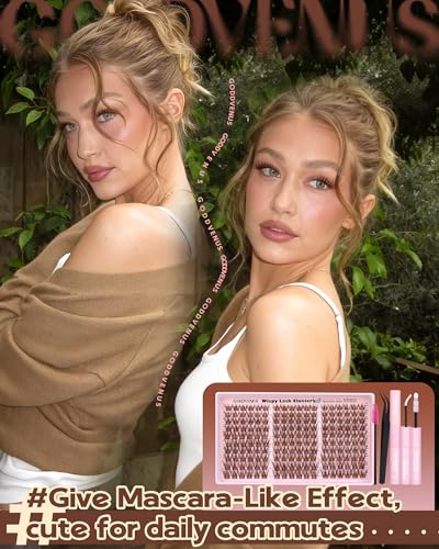Goddvenus Brown Wispy Cluster Eyelash Kit Natural False Extensions C Curl