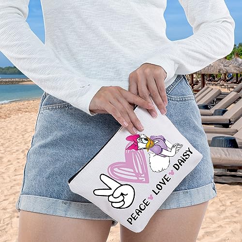 WZMPA Daisy Cosmetic Bag Duck Lover Gifts Peace Love Daisy Makeup Zipper Pouch Bag Cartoon Merchandise (Love Daisy)