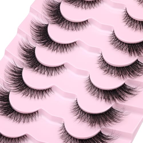 Wispy Fox Eye Lashes - Faux Mink Clear Band (8 Pairs)