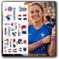 France Flag Temporary Tattoos, 3-Sheet Waterproof Set