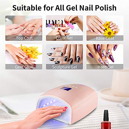 Ayshone Pink 48W Rechargeable Cordless UV LED Nail Lamp for Gel Nails, Manicure & Salon