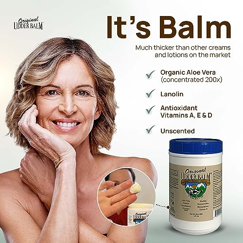 Original Udder Balm Unscented Tub - Made in USA - Hypoallergenic, Dry Skin Relief for Hands, Feet & Face, Moisturizer for Sensitive, Cracked Dry Skin, 64 Fl Oz