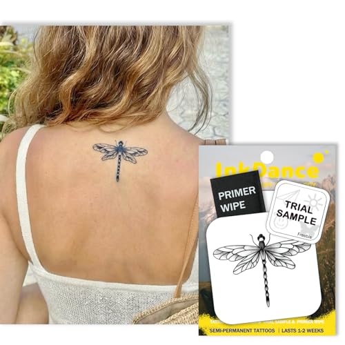 InkDance Dragonfly Semi-Permanent Tattoo - Waterproof, 1-2 Week Wear