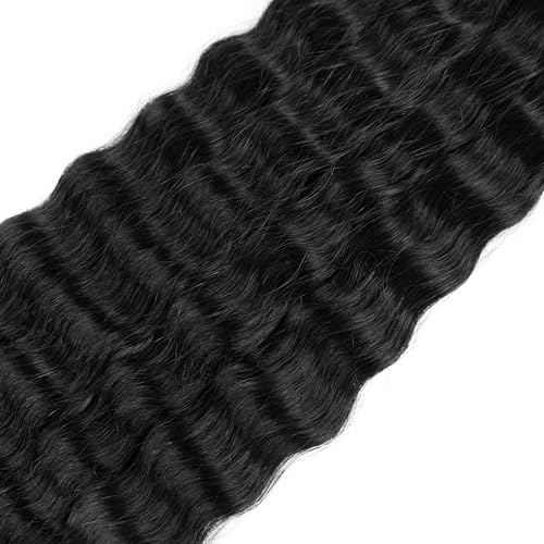 Super Wave Bulk Human Hair Wet and Wavy Human Braiding Hair Super French Braiding Hair For Bohe Braids No Weft 100g (1Pack-4PCS) 100% Virgin Human Hair For Boho Braids (Natural Black, 18 Inch)