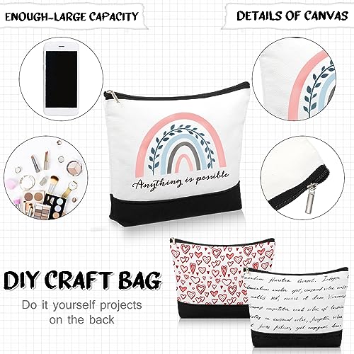Sieral 30 Pcs Rainbow Canvas Makeup Bags Bulk Employee Appreciation Gifts Inspirational Womens History Month Cosmetic Bags Thank You Gift for Nurse Teacher Coworker Office Must Haves(Motivational)