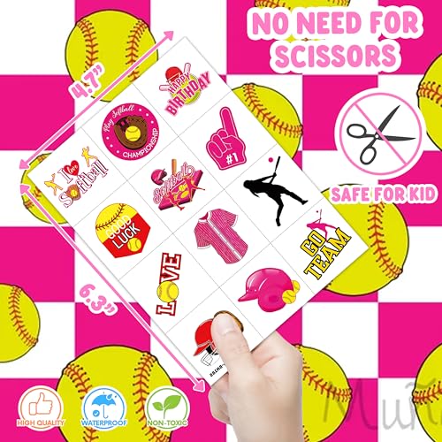 96-Piece Softball Temporary Tattoos – Waterproof Game Day Stickers