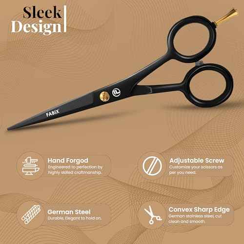 5¡± Professional Beard Mustache Scissors with 1 Beard Comb, 1 Mustache Comb and Travel Pouch - Perfect Beard Trimming Scissors for All Facial Hair Scissors - Grooming Scissors