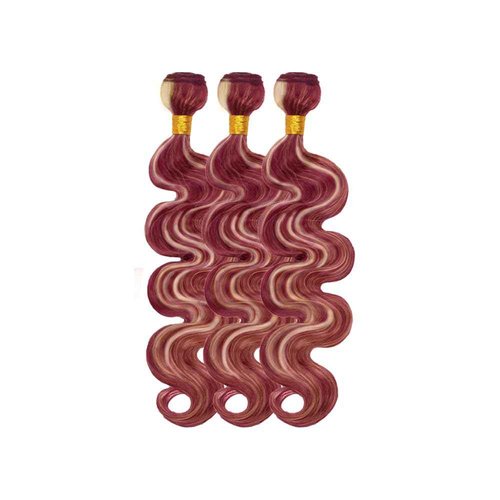 Blonde Bundles Human Hair Highlight Body Wave Bundle 18 20 22 Inch Same Length Peruvian Virgin 2 Tone 613 Mixed With 99J Bundles Red Hair Extensions