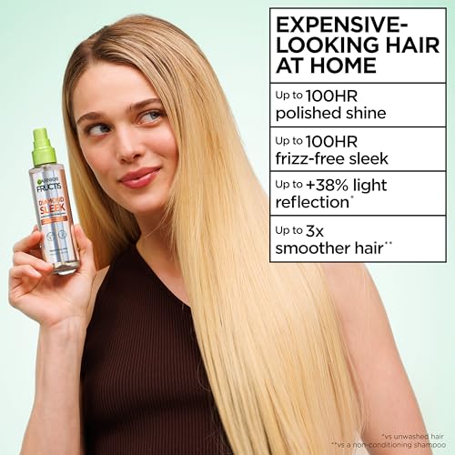 Garnier Fructis Diamond Sleek Hair Shine Spray - 100H Frizz Control & Heat Protectant