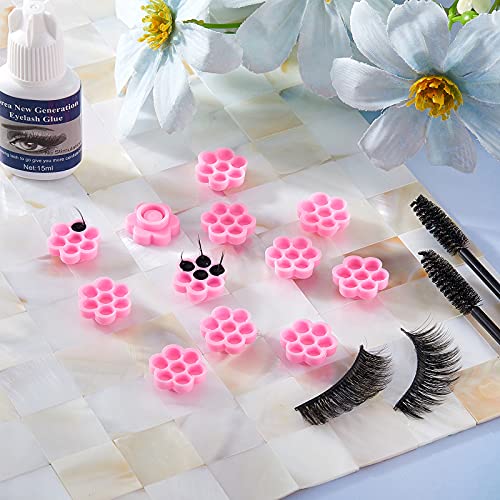 200 Pcs Flower Eyelash Glue Cups with 7 Grids | Pink