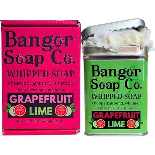 Bangor Soap Co.'s GRAPEFRUIT LIME Truly Natural Whipped Soap, with the Finest Tallow, Coconut, and Hemp, for the Smoothest Lather in Skin Care