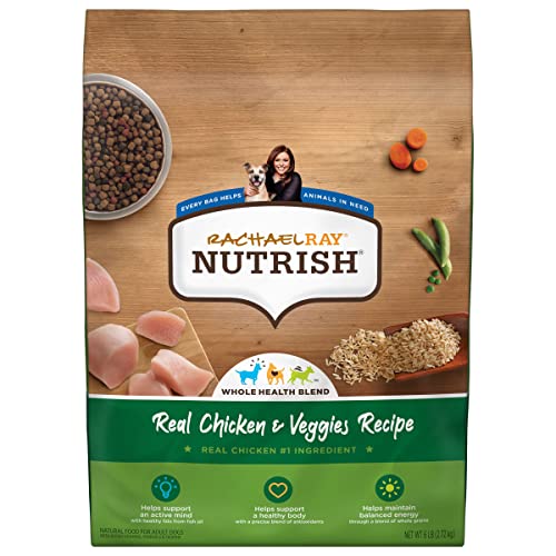 Rachael Ray Nutrish Premium Natural Dry Dog Food with Added Vitamins, Minerals & Taurine, Real Chicken & Veggies Recipe, 6 Pounds (Packaging May Vary)